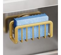 TAILI Porte-éponge pour évier de Cuisine avec Forte Ventouse, Support d'évier en Aluminium antirouille pour Torchon, Porte-éponge Amovible Cuisine, Brosse à Vaisselle - Doré