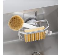 TAILI Porte-éponge pour évier de cuisine avec ventouse solide, porte-éponge à vaisselle amovible à l'intérieur de l'évier, panier d'évier en aluminium antirouille pour éponge, brosse, bouchon d'évier