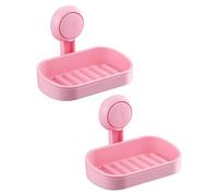 TAILI Porte-Savon à Succion pour Salle de Bain, sans Perçage, 2 PCS Rose | Capacité Max 3 KG, Barre de Savon pour Douche, Montage Mural, Porte Savon Amovible en Plastique avec Drainage, Porte-éponge