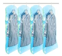 TAILI Sacs de Rangement sous Vide Suspendus pour vêtements, Housse sous Vide pour costumes, manteaux, vestes, Economisez 80% d'espace organisateur de placard Sacs à Vide, 4 Jumbo