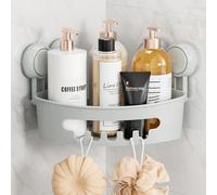 TAILI Support de Douche D'Angle avec Ventouses, Capacité Maximale de 10 Kg, Panier de Douche, Support de Mural, Organisateur pour Shampoing pour Cuisine et Salle de Bai,Gris
