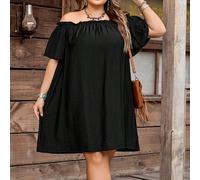 Taille courbe US22 Jupe noire mini d'été décontractée, ample et confortable, à épaules dénudées, polyvalente, adaptée pour le port quotidien, les vacances, Ibiza, l'été européen, le thé de l'après-mid