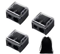 Taille-crayon 2 pièces, sac de rangement 1 pc, taille-crayon 2 trous, taille-crayon pour les yeux, taille-crayon manuel à sourcils, convient pour eye-liner, crayon à sourcils (noir)