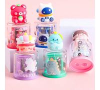 Taille-crayon 3D double trou, taille-crayon portable petit et épais pour étudiants, retour à l'école Lapin blanc,Licorne,Petit dinosaure vert,Petite fille,Bleu astronaute,Ours roseFer