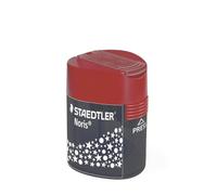 Taille-crayon double STAEDTLER Noris 512 - 10 pièces, design triangulaire | 2 orifices de taille jusqu’à 8,2 et 10,2 mm de diamètre, insert de taille en métal - avec boîte - Réf. 512 188