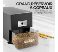ACROPAQ Taille-crayon avec Réservoir - Électrique Professionnel avec Manivelle, Automatique, Protection Surchauffe - Pour Chantier, Charpentier, Enfant