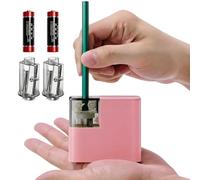 Taille-crayon électrique avec batterie, alimenté par piles, pour crayons de couleur, taille-crayon portable, deux lames de rechange pour crayons de 6 à 8 mm pour bureau, maison, école (rose)