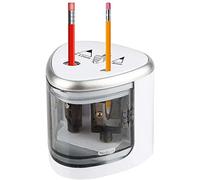 Taille-crayon Électrique Double Trous, Gris, pour Crayons de Couleur, Sécurité Design, Bureau Maison Salle de Classe