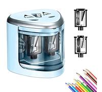 Taille-Crayon Électrique pour Enfant, Taille-crayon Automatique avec 2 Trous(6-12mm), Taille-Crayon Professionnel, Alimenté par Batterie, Affûtage Manuel et Électrique, pour École, Famille (Bleu)