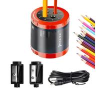 Taille Crayon Electrique Pour Enfants, Taille Crayon Electrique 4 Tailles 6-12 mm, Automatique 4 Trous, Crayons Epais et Fins, Parfait pour Les Enfants Au Bureau Ou à La Maison Rouge