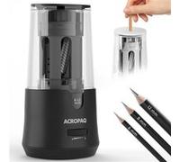 Taille Crayon électrique Reservoir- Crayon 6-12 mm- Démarrage Arrêt automatiques- Pointe tranchant ou émoussé en 3-5 s- Noir- ACROPAQ Noir G