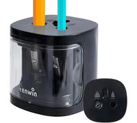 Taille-crayon électrique tenwin, taille-crayon à double trou fonctionnant sur piles pour crayons n°2/colorés de 6 à 12 mm, lame durable pour un affûtage rapide, adapté pour l'école/salle de classe/bur
