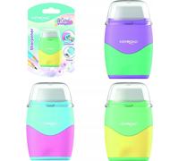 Taille-crayon en plastique avec gomme KEYROAD pastel, double, blister KR972411 mi