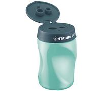 STABILO Taille-crayon ergonomique EASYsharpener, bleu ardoise, avec réservoir, gaucher