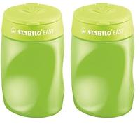 Taille crayon ergonomique - STABILO EASYsharpener - vert - avec réservoir - Droitier (Lot de 2)