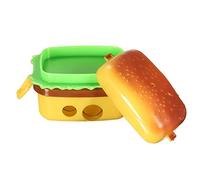 Taille-crayon hamburger jaune, double trou en plastique portable mignon avec récipient et gomme pour enfants, adultes, enseignants, artistes, voyages, école, bureau, maison, salle d'art, 1 lot de