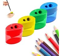 Taille-crayon Manuel avec Couvercle - Mini Double Trou, Boîtier Transparent Collecteur de Copeaux, Portable et Coloré pour Enfants, Étudiants, Adultes et Bureau (Lot de 4)
