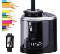 Taille-crayon tenwin, Taille-crayon électrique avec lame durable pour un affûtage rapide, Taille-crayon automatique à piles pour crayons n°2/crayons de couleur (6-8mm), École/Salle de classe/Bureau/Do