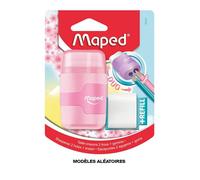 Taille-crayons 2 trous + gomme blanche - Avec réservoir - Couleurs pastel - Maped