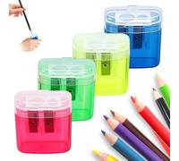 Taille-Crayons Manuels, 2025 Nouveau 2 Trou Manuel Taille Crayon, Taille-Crayon avec Reservoir Stylos épais et Fins Taillecrayon avec Récipient Petit pour Étudiants École Maison Bureau (Bleu*2)