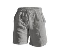 Taille élastique pour homme - Jambe droite - Couleur unie - Respirant - Pour la plage quotidienne - Cinq pantalons décontractés - Nom de la marque - Short pour homme, gris, M