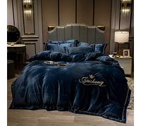 Taille Ensembles couvercles Doubles Pourpre Size Sigle à Couverture Couette en Feuille d'ajustement Ensemble de literie d'hiver Double Quilt Cover Felt Flat Soft Warm (Blue King)