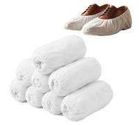 Taille Grande Surchaussures Jetables Épaisses Résistantes Lot de 100 Couvre-Chaussure Non-Tissé Blanc avec Élastique Double pour Maison Chantier Antidérapant Protection Sols