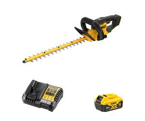 Taille haie 18V 55cm DCMHT564N-XJ + 1 batterie 18V 5 Ah + chargeur DCB1104-QW DEWALT