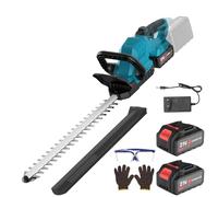 Taille-haie à batterie, coupe haies de jardin électrique avec batterie 2 x 1500 mAh, 50 cm, doubles lames, vitesse de 20 500 tr/min, moteur sans balai, lames doubles, convient pour désherber, élaguer