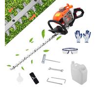 Taille-haie à double action de 61 cm, taille-haie à gaz 26 CC, taille-haie à gaz sans fil, débroussailleuse à 2 temps, coupe-buissons pour l'entretien de la pelouse (orange)
