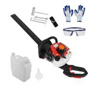 Taille-haie à essence alimenté par carburant - 26 cc - 2 temps - Lames à double action de 60 cm - Coupe-haie léger pour jardin, buissons et haies, taille puissante pour cour - Rouge