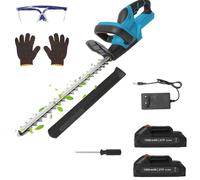 Taille Haie Batterie 21V - Brushless Taille Haie Electrique sans Fil avec 2 Batteries de 1500mAh*10, 1500rpm, pour DéSherberger, éLaguer Les Arbres, Arbustes, Jardin (Bleu)
