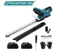 Taille Haie Batterie Sans Fil 21V Brushless - 2 Batteries - Double Lame - 2000W - 1500rpm - Longueur coupe 550mm-Lames inoxydables