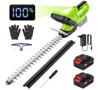 Taille Haie Batterie, Taille Haie Electrique avec 2 Batteries 3,0Ah, 500W Moteur sans Balais, Écran LCD, Lame Double, 55cm Longueur de Coupe, 15mm Écartement des Dents, Taille Haie sans Fil Jardin