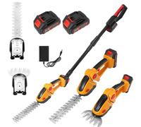 Taille Haie Electrique, 2 en 1 Cisaille Sculpte-Haie Electrique Rechargeable avec 2 * 1500 mAh Batterie et Chargeur, Sécateur Electrique sans Fil avec 2 Lames pour Coupe, Elagage