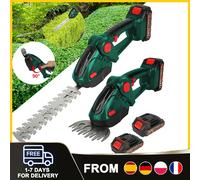 Taille-haie électrique 2-en-1 sans fil, cisaille à gazon et arbustes portative, outil de jardinage pour désherbage et élagage domestique Yellow with 2 Batteries es