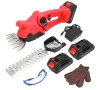 Taille Haie Electrique, 2 en 1 Taille-Herbes sans Fil,1260 TR/Min,2 pcs 2500 mAh Taille-haie Tondeuse à Gazon, Sécateur Electrique sans Fil,pour Coupe, Elagage, Vert Noir(Rouge)