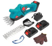 Taille Haie Electrique, 2 en 1 Taille-Herbes sans Fil,1260 TR/Min,2 pcs 2500 mAh Taille-haie Tondeuse à Gazon, Sécateur Electrique sans Fil,pour Coupe, Elagage, Vert Noir(Bleu)