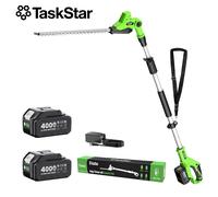 Taille-haie électrique 2-en-1 TaskStar avec perche télescopique, taille-haie sans fil de 20 pouces avec 2 batteries 4,0 Ah, lame à double action, taille-haie à perche de 8 pieds with 2x4.0AH battery