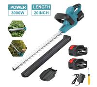 Taille-haie électrique sans balais 3000W, taille-arbustes sans fil 20 pouces avec 2 batteries et chargeur, cisailles de jardinage haute vitesse 15000 tr/min, coupe-herbe à double lame, outil 2 Battery