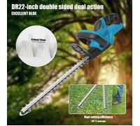 Taille-Haie Électrique sans Fil 21V - 22 Pouces (56cm) avec Lame Double-Action et Batterie - 1500 tr/min - Compatible Makita 18V