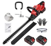Taille-haie électrique, taille-haie, débroussailleuse, lame en acier double action de 50,8 cm, 21 V sans fil avec 2 x 3,0 Ah poignée arrière rotative à 90° pour une utilisation silencieuse en