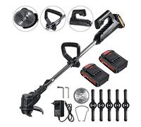 Taille-haie Electrique, Tondeuse à Gazon électrique 1000W tondeuses puissantes débroussailleuse Tondeuse à Gazon sans Fil Machine de découpe Outils de Jardin avec Batterie 2 pièces(2 Battery Set)