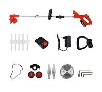 Taille-haie Electrique, Tondeuse à Gazon électrique Pliante 21V 1800W Tondeuse à Gazon Potable sans Fil Outils de Coupe d'élagage de Jardin avec Batterie 2PC amp; Roues(Red 1Battery)