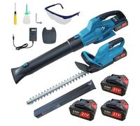Taille-haie et souffleur sans fil 21V, 3 batteries, coupe 52 cm, soufflage 42,5 mph, accessoires jardin