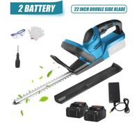 Taille-haie sans fil 21V avec 2 batteries, moteur sans balais, vitesse : 2000RPM, puissance : 800W pour tailler les arbres,