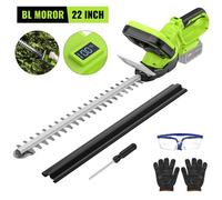 Taille-haie sans fil 500 W, double interrupteur et double poignée, livré avec deux batteries 21 V et un chargeur, vert