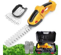 Taille-haie sans fil, cisaille électrique 24 V avec 2 lames interchangeables et batterie rechargeable, outil de jardin réglable à 90° pour l'entretien des arbustes et de la pelouse