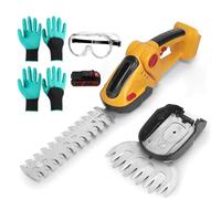 Taille-haie sans Fil, Outil De Jardin Portatif Léger 2 en 1, 25 000 TR/Min, Angle Réglable De 0 à 90°, 2 Lames Interchangeables, 1500 mAh, Cisaille électrique pour Arbustes Et Cours Yellow