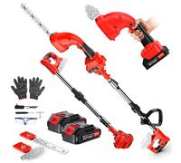 Taille-Haie Telescopique a Batterie Taille Haie sur Perche 21V 650W Coupe Haie Electrique sans Fil avec 2 * 2000mah Batterie,Tête Inclinable, Portée Jusqu'à 4m,Longueur de Lame 200mm et 155mm